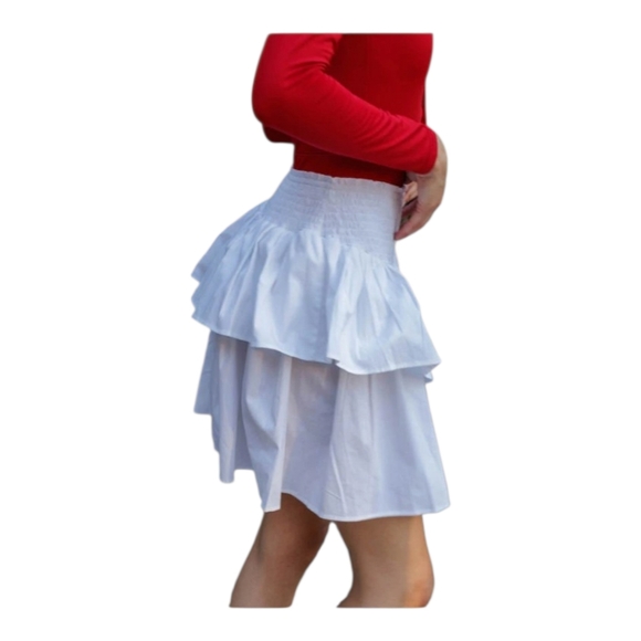 HT360 Collection White Cotton Ruffle 2-Piece Set – Camisole & Tiered Mini Skirt - Picture 16 of 17